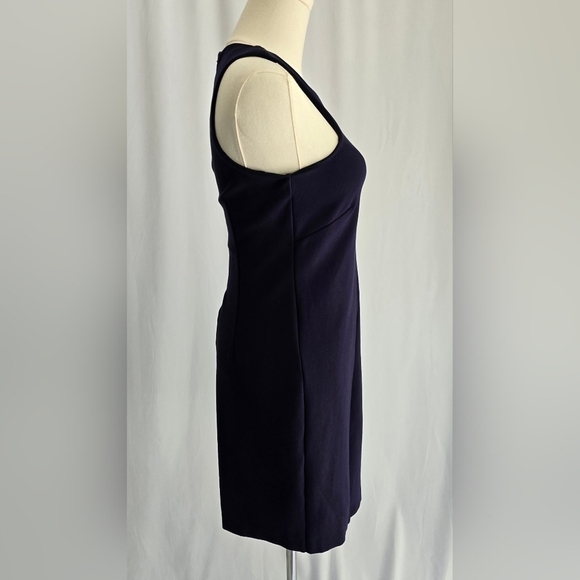Halston Heritage Asymmetrical Neckline Purple Mini Sheath Dress Sz. S - Picture 5 of 10